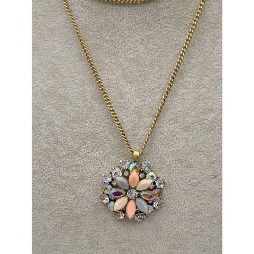 J Crew Gemstone Medallion Necklace Like New